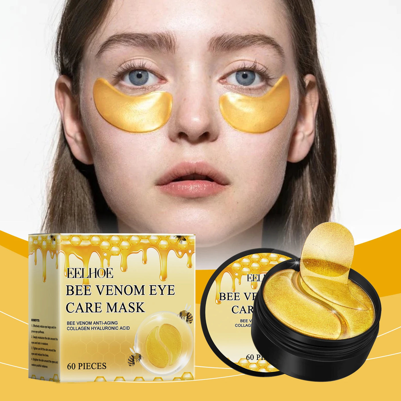 Bee Venom Eye Patches anti Dark Circles Puffiness Removal Eye Bag Moisturizing Firming Smooth Eye Mask Skin Care Products