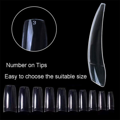 French Nail Tips Acrylic Flake Nails Half Cover 1000PCS Artificial False Nails Half Tips & Box for DIY Nail Art (Natural/Clear)
