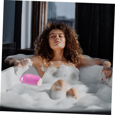 Silicone Bath Brush Silicone Body Scrubber Men Bath Bath Brush Body Scruber Silicone Scrubbers Silicone Bath Scrubber Scrub Brush Clear Makeup Bags Sponge Soap Purple Baby Built-In