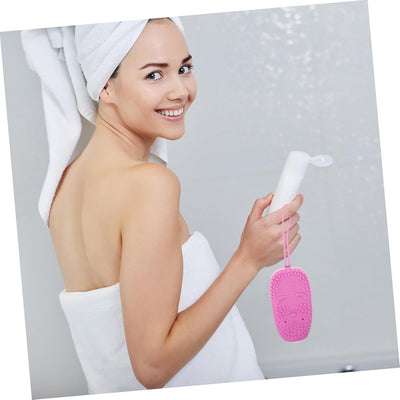 Silicone Bath Brush Silicone Body Scrubber Men Bath Bath Brush Body Scruber Silicone Scrubbers Silicone Bath Scrubber Scrub Brush Clear Makeup Bags Sponge Soap Purple Baby Built-In