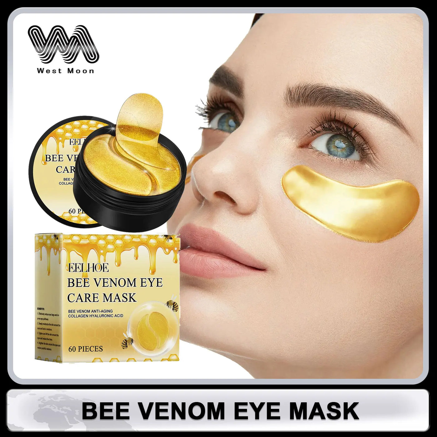 Bee Venom Eye Patches anti Dark Circles Puffiness Removal Eye Bag Moisturizing Firming Smooth Eye Mask Skin Care Products