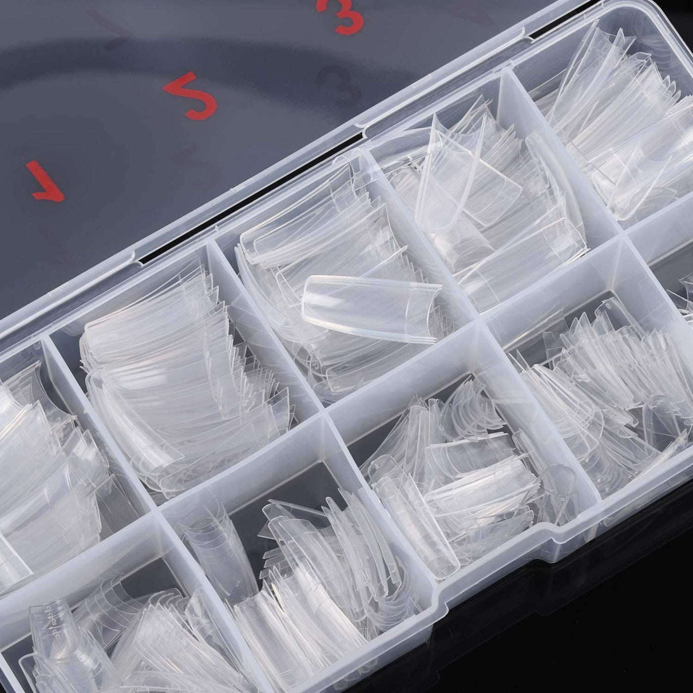 French Nail Tips Acrylic Flake Nails Half Cover 1000PCS Artificial False Nails Half Tips & Box for DIY Nail Art (Natural/Clear)