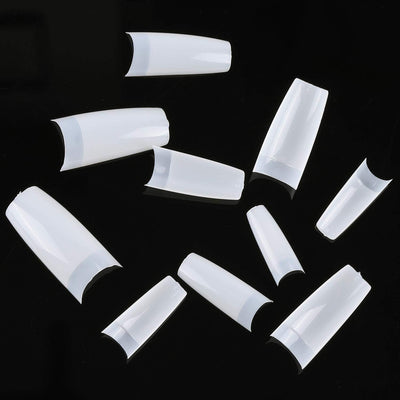 French Nail Tips Acrylic Flake Nails Half Cover 1000PCS Artificial False Nails Half Tips & Box for DIY Nail Art (Natural/Clear)