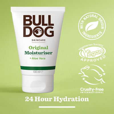 Skincare for Men Original Moisturiser, All Day Hydration, with Aloe Vera, Camelina Oil and Green Tea, 100Ml